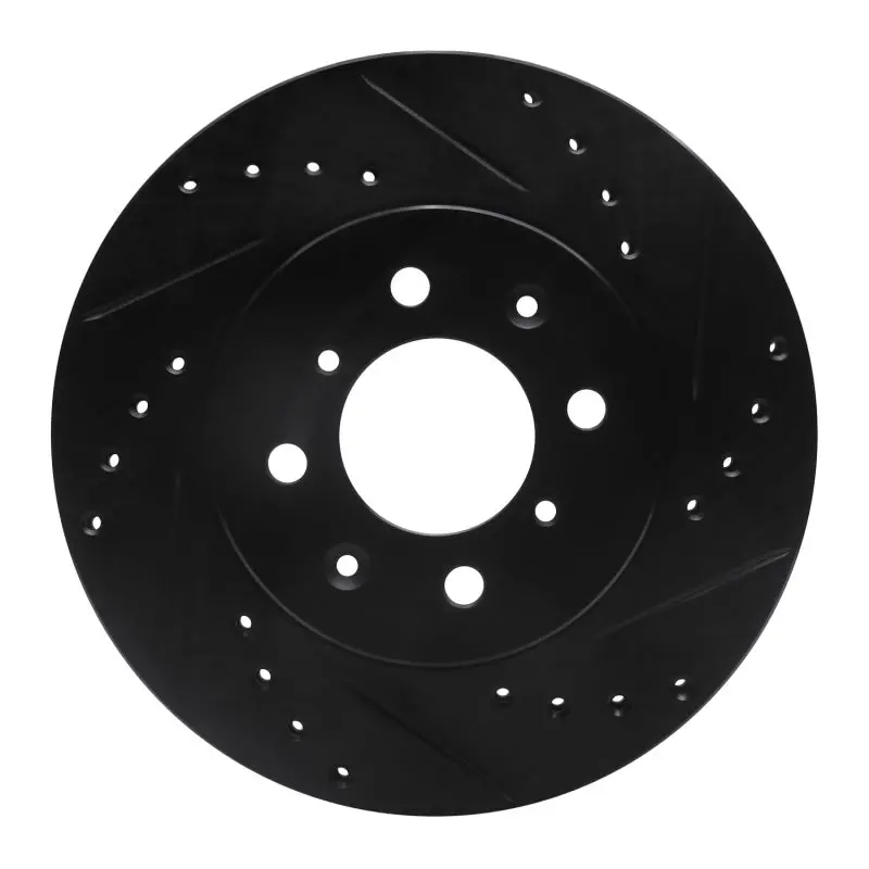 R1 88-91 Honda Accord Sedan Front Right Drilled & Slotted Black Brake Rotor 1