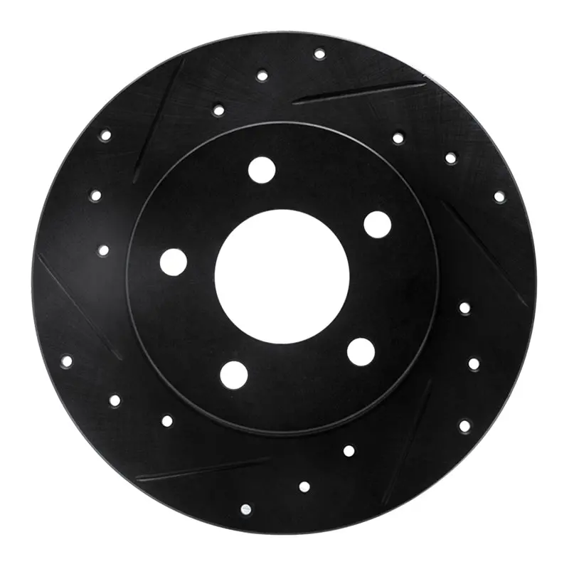 R1 88-92 Dodge Monaco Rear Left Drilled & Slotted Black Brake Rotor 1