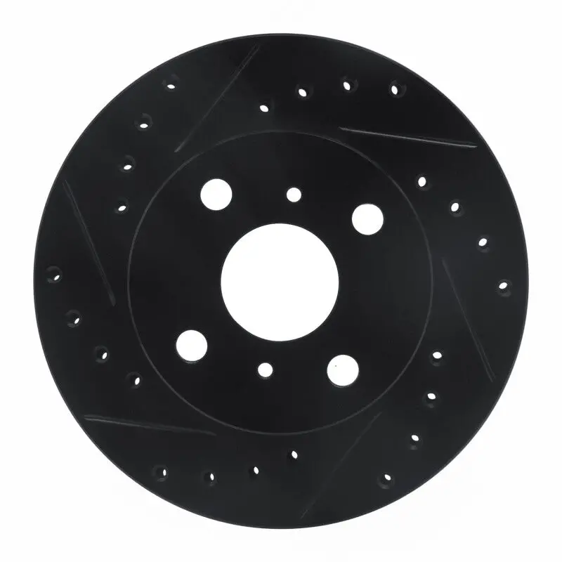 R1 88-92 Geo Prizm Front Left Drilled & Slotted Black Brake Rotor 1