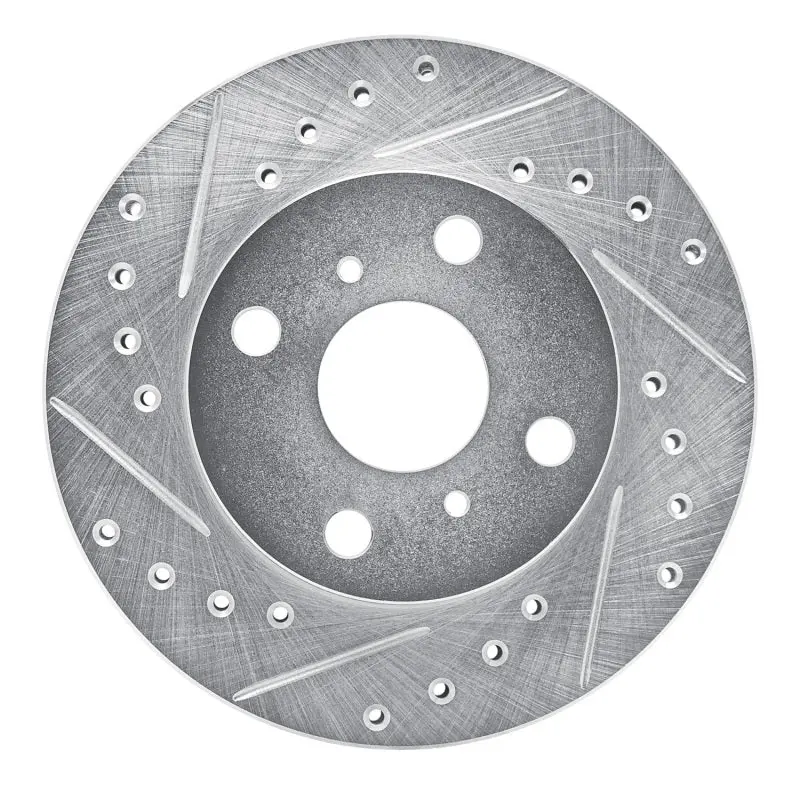 R1 88-92 Geo Prizm Front Left Drilled & Slotted Silver Brake Rotor 1
