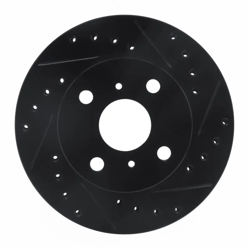 R1 88-92 Geo Prizm Front Right Drilled & Slotted Black Brake Rotor 1