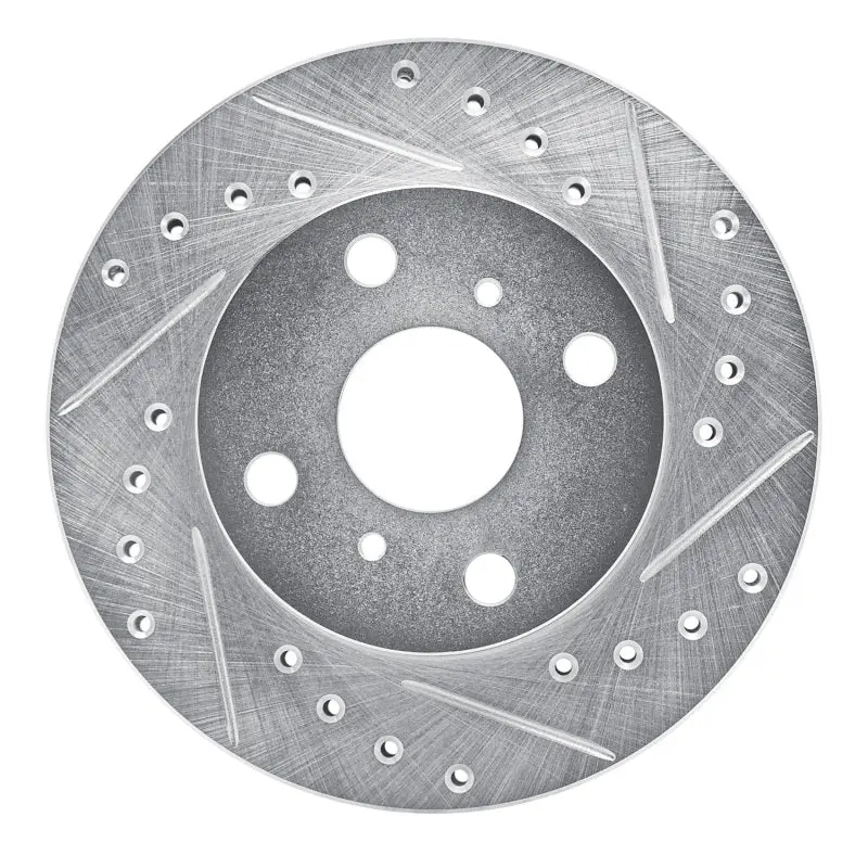 R1 88-92 Geo Prizm Front Right Drilled & Slotted Silver Brake Rotor 1
