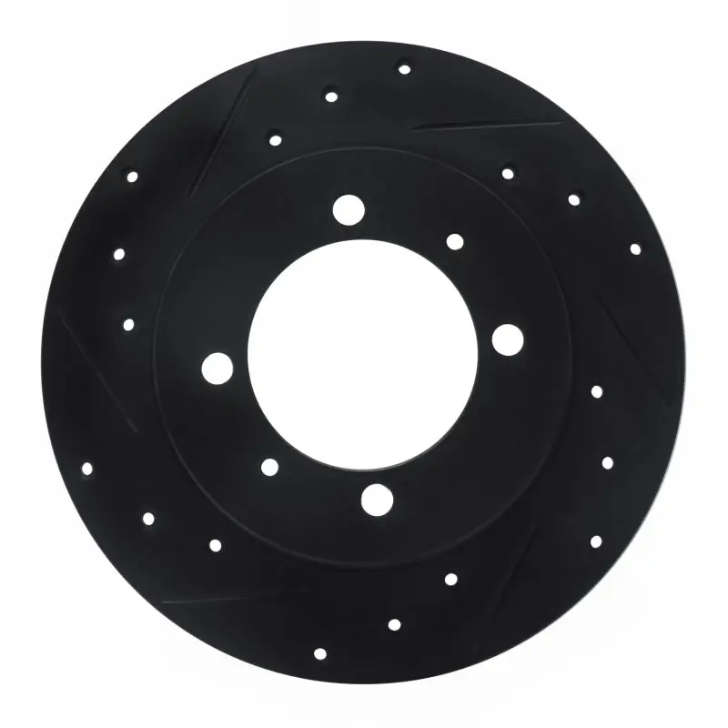R1 88-93 Dodge 2000 Gtx Rear Left Drilled & Slotted Black Brake Rotor 1
