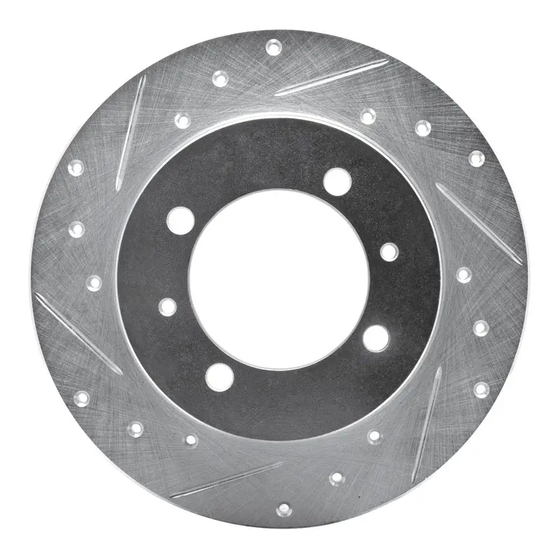 R1 88-93 Dodge Colt Rear Left Drilled & Slotted Silver Brake Rotor 1
