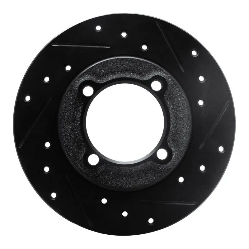 R1 88-93 Ford Festiva Front Right Drilled & Slotted Black Brake Rotor 1