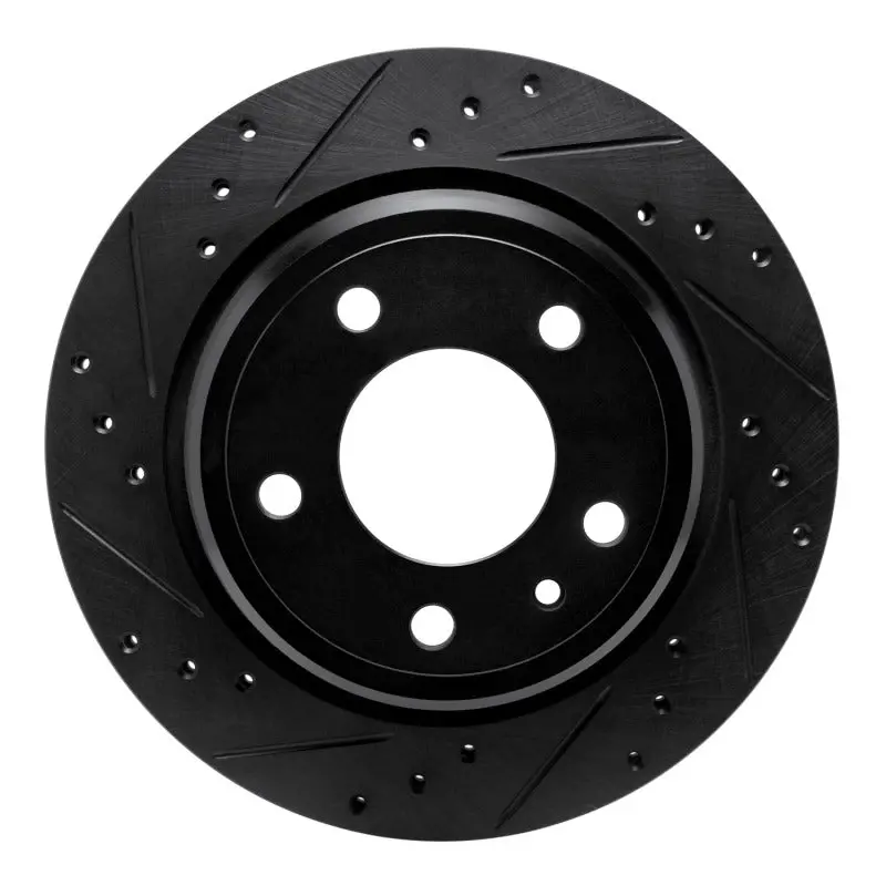 R1 88-94 Bmw 750Il Rear Left Drilled & Slotted Black Brake Rotor 1