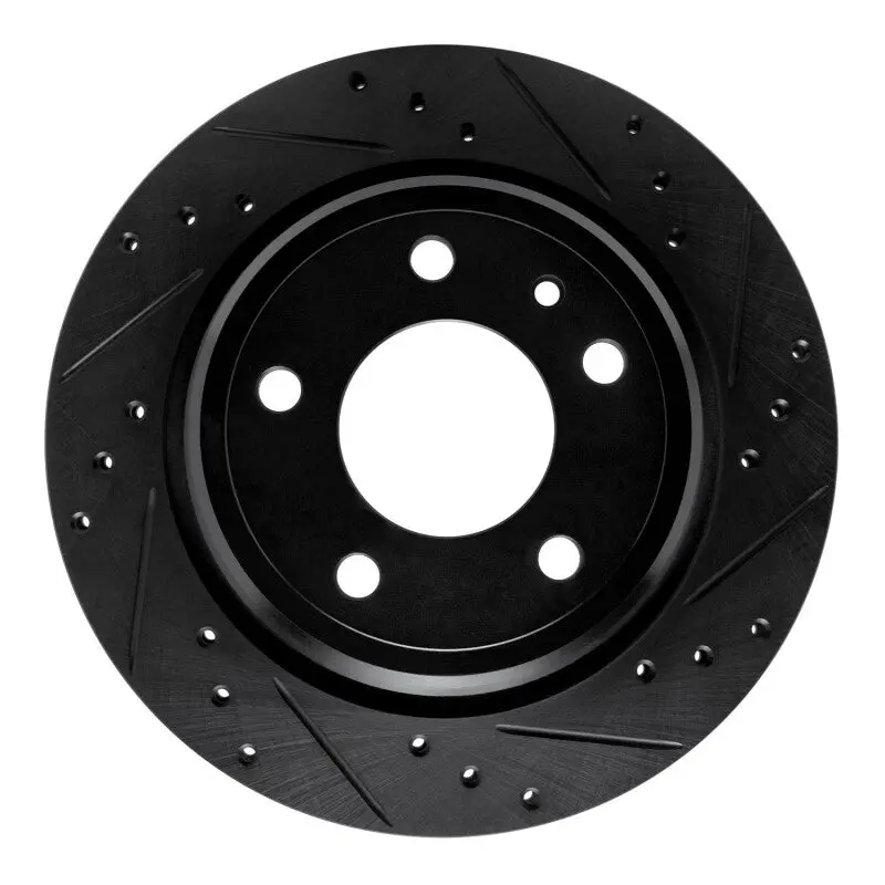 R1 88-94 Bmw 750Il Rear Right Drilled & Slotted Black Brake Rotor 1