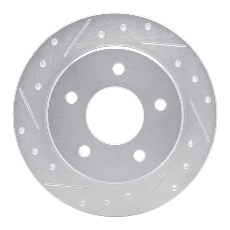 R1 88-94 Buick Regal Rear Left Drilled & Slotted Silver Brake Rotor 1