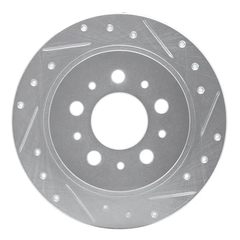 R1 88-94 Volvo 760 Series Rear Right Drilled & Slotted Silver Brake Rotor 1