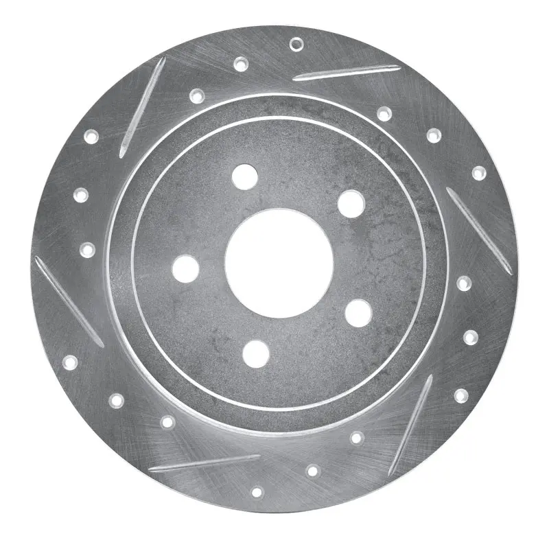 R1 88-95 Chrysler Daytona Rear Left Drilled & Slotted Silver Brake Rotor 1