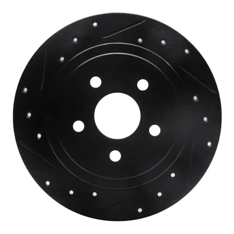 R1 88-95 Chrysler New Yorker Rear Left Drilled & Slotted Black Brake Rotor 1
