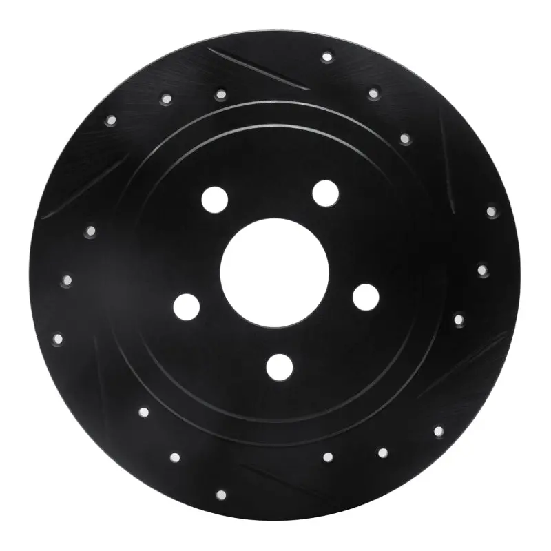 R1 88-95 Chrysler New Yorker Rear Right Drilled & Slotted Black Brake Rotor 1