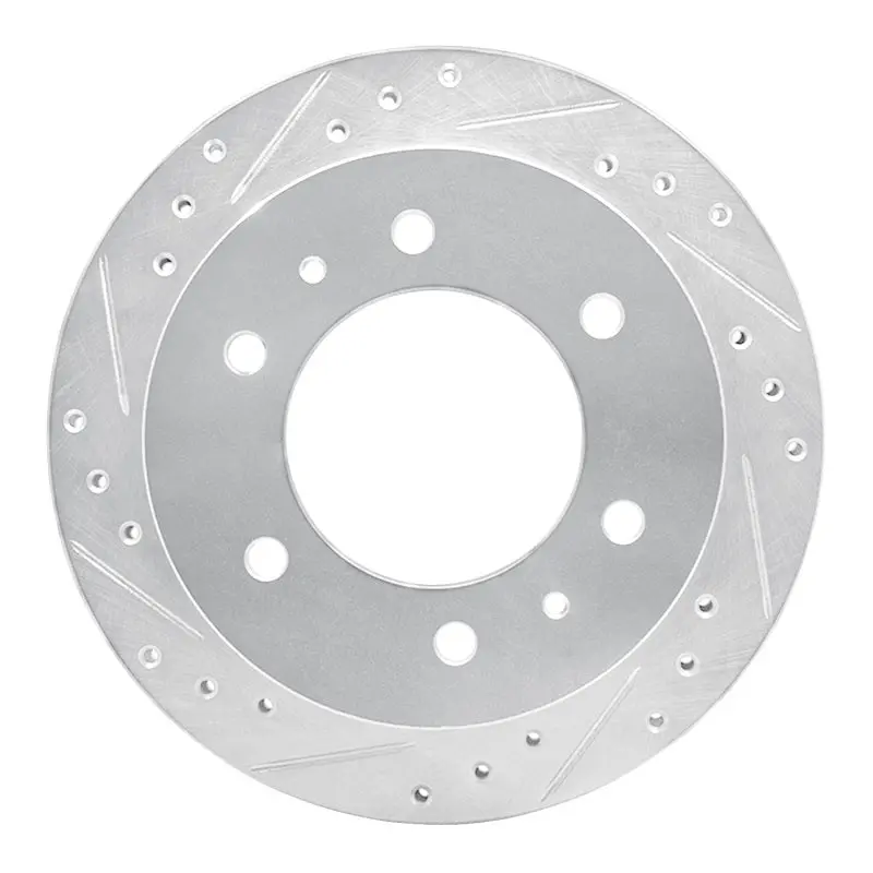 R1 88-95 Nissan Pathfinder Rear Left Drilled & Slotted Silver Brake Rotor 1
