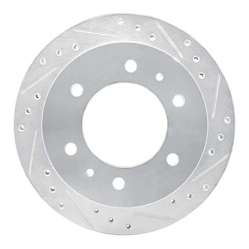 R1 88-95 Nissan Pathfinder Rear Right Drilled & Slotted Silver Brake Rotor 1