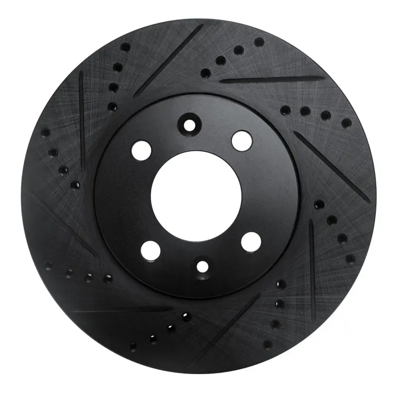 R1 88-98 Saab 9000 Front Left Drilled & Slotted Black Brake Rotor 1