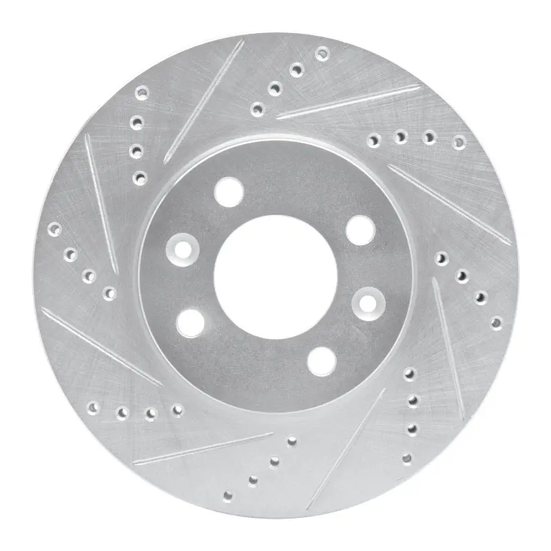 R1 88-98 Saab 9000 Front Left Drilled & Slotted Silver Brake Rotor 1