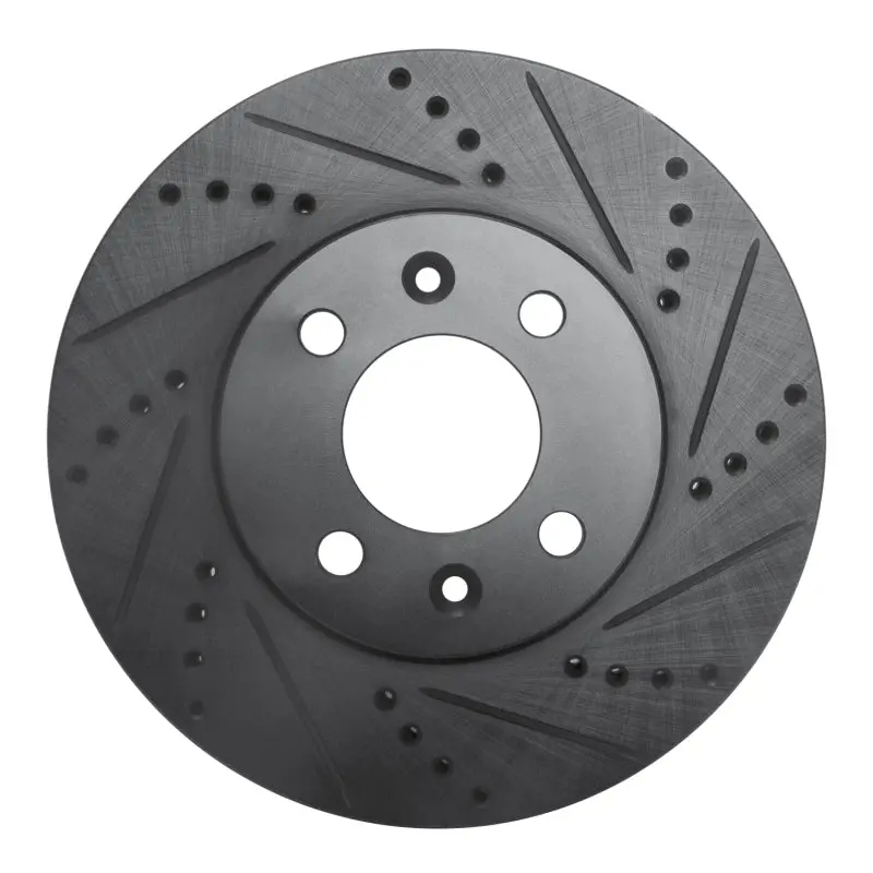 R1 88-98 Saab 9000 Front Right Drilled & Slotted Black Brake Rotor 1