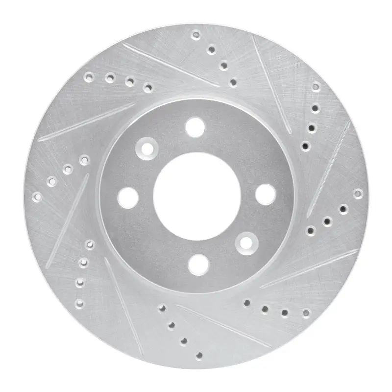 R1 88-98 Saab 9000 Front Right Drilled & Slotted Silver Brake Rotor 1