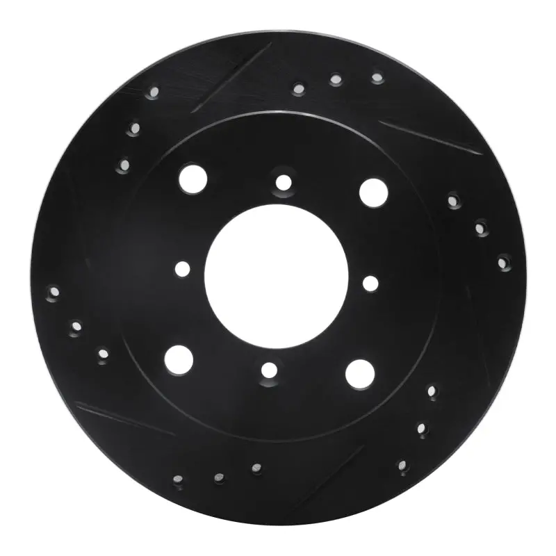 R1 89-01 Chevrolet Metro Front Left Drilled & Slotted Black Brake Rotor 1