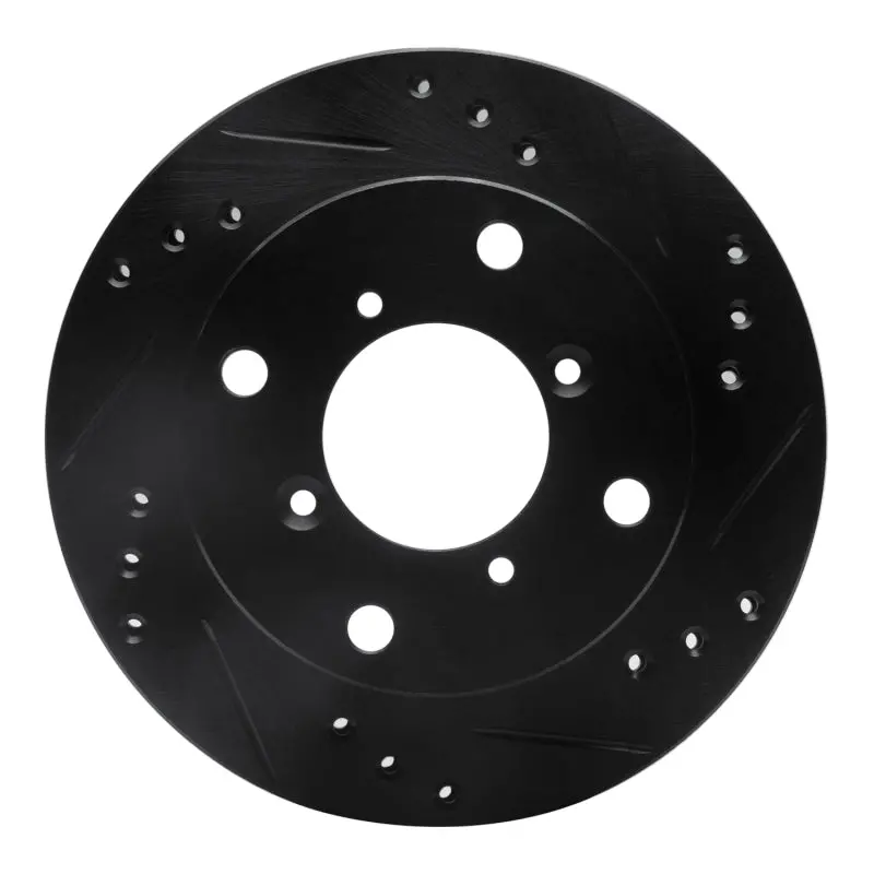 R1 89-01 Chevrolet Metro Front Right Drilled & Slotted Black Brake Rotor 1