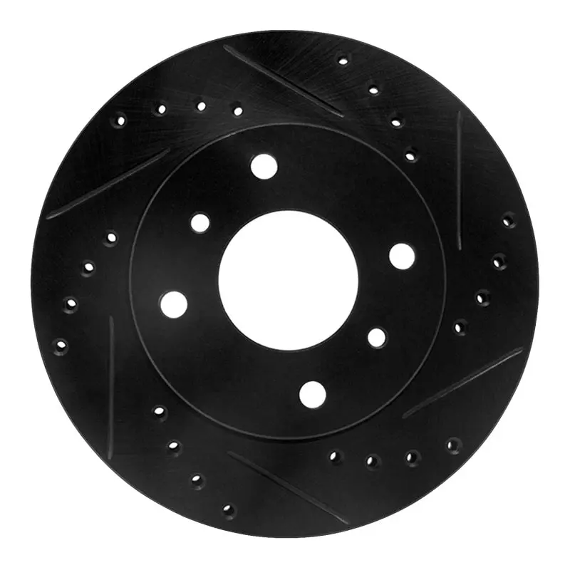 R1 89-13 Infiniti G20 Front Right Drilled & Slotted Black Brake Rotor 1