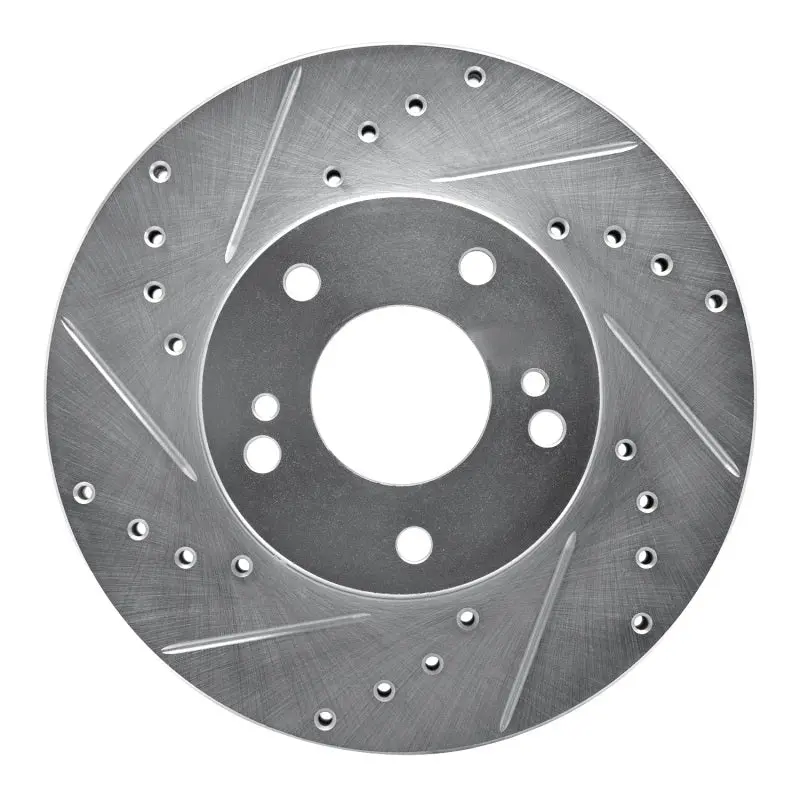 R1 89-90 Nissan 300Zx Front Left Drilled & Slotted Silver Brake Rotor 1