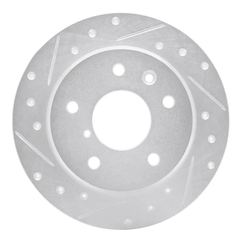 R1 89-91 Mazda Rx-7 Rear Left Drilled & Slotted Silver Brake Rotor 1