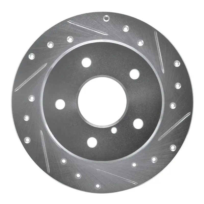 R1 89-91 Mazda Rx-7 Rear Right Drilled & Slotted Silver Brake Rotor 1