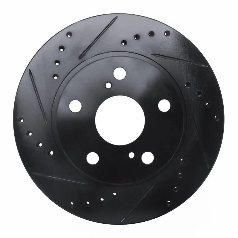 R1 89-92 Toyota Cressida Front Left Drilled & Slotted Black Brake Rotor 1