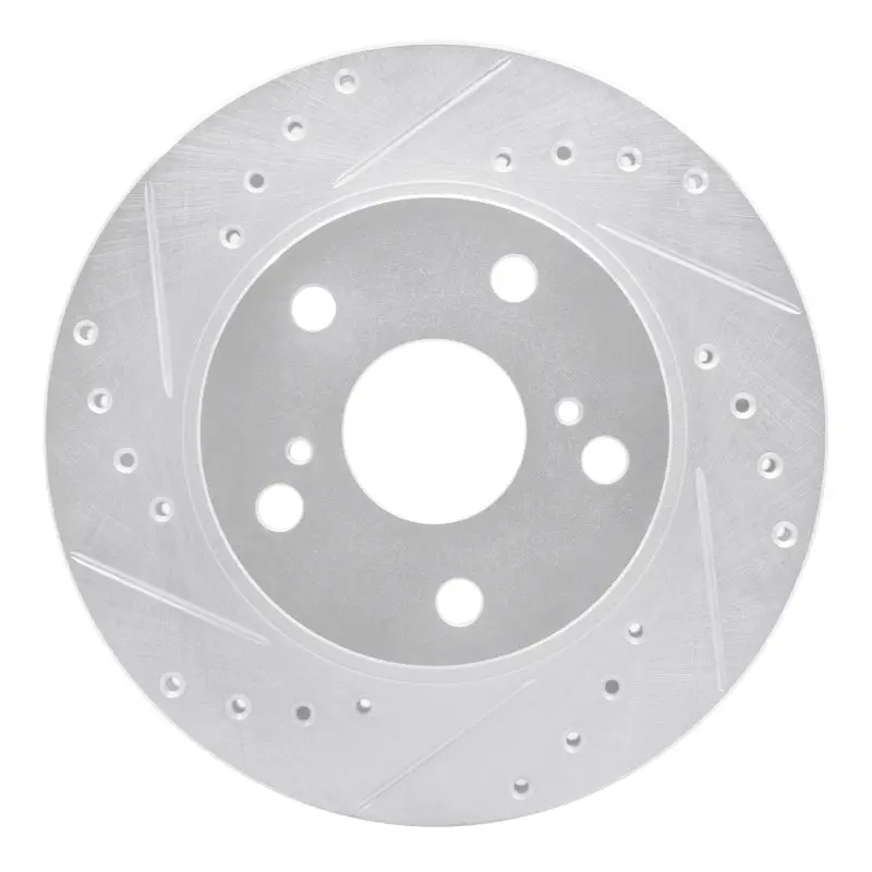 R1 89-92 Toyota Cressida Front Left Drilled & Slotted Silver Brake Rotor 1