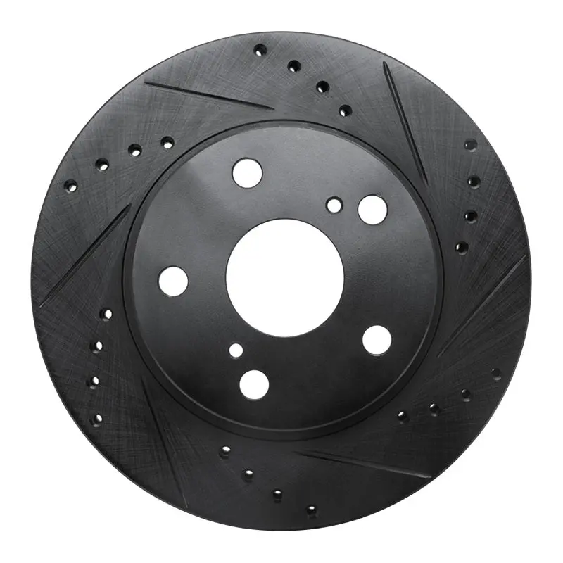 R1 89-92 Toyota Cressida Front Right Drilled & Slotted Black Brake Rotor 1