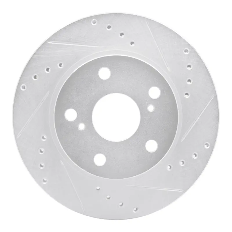 R1 89-92 Toyota Cressida Front Right Drilled & Slotted Silver Brake Rotor 1