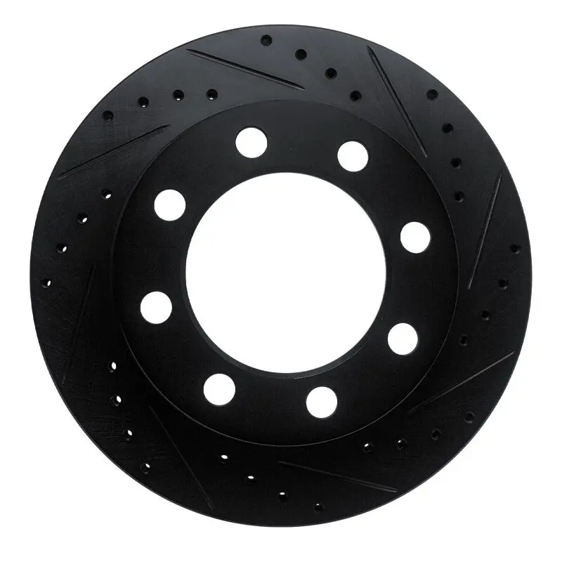R1 89-93 Dodge D250 Front Right Drilled & Slotted Black Brake Rotor 1