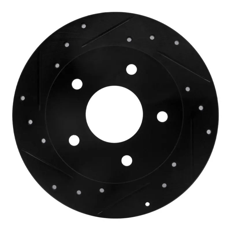 R1 89-93 Nissan Maxima Rear Left Drilled & Slotted Black Brake Rotor 1