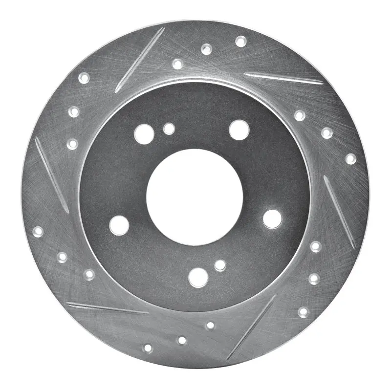 R1 89-93 Nissan Maxima Rear Left Drilled & Slotted Silver Brake Rotor 1