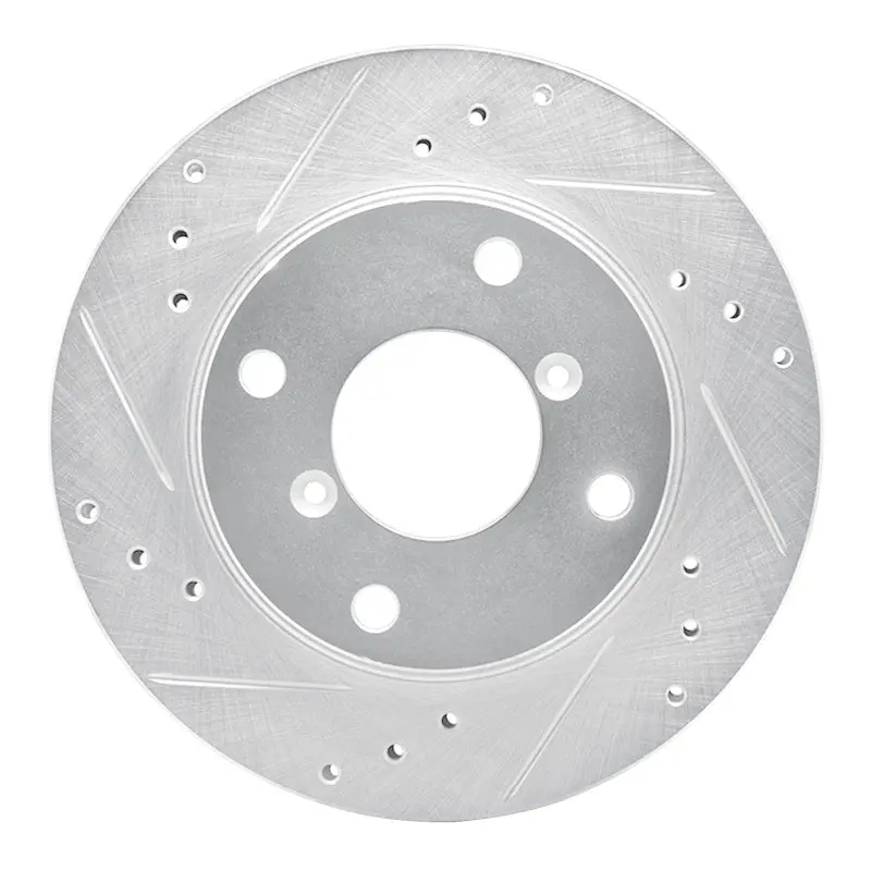 R1 89-94 Suzuki Swift Front Left Drilled & Slotted Silver Brake Rotor 1