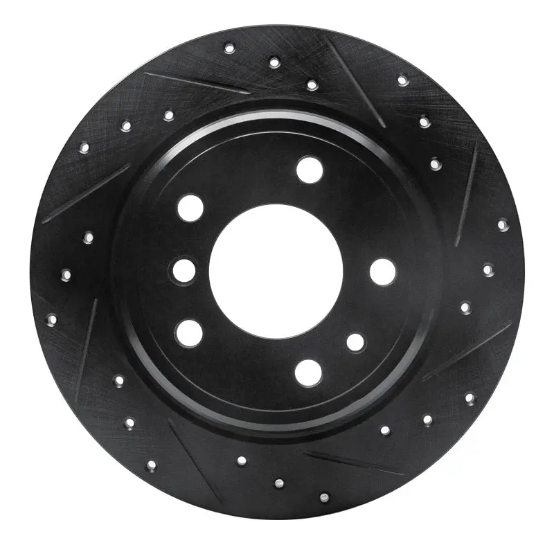 R1 89-95 Bmw 525I (Usa/Canada) Rear Right Drilled & Slotted Black Brake Rotor 1