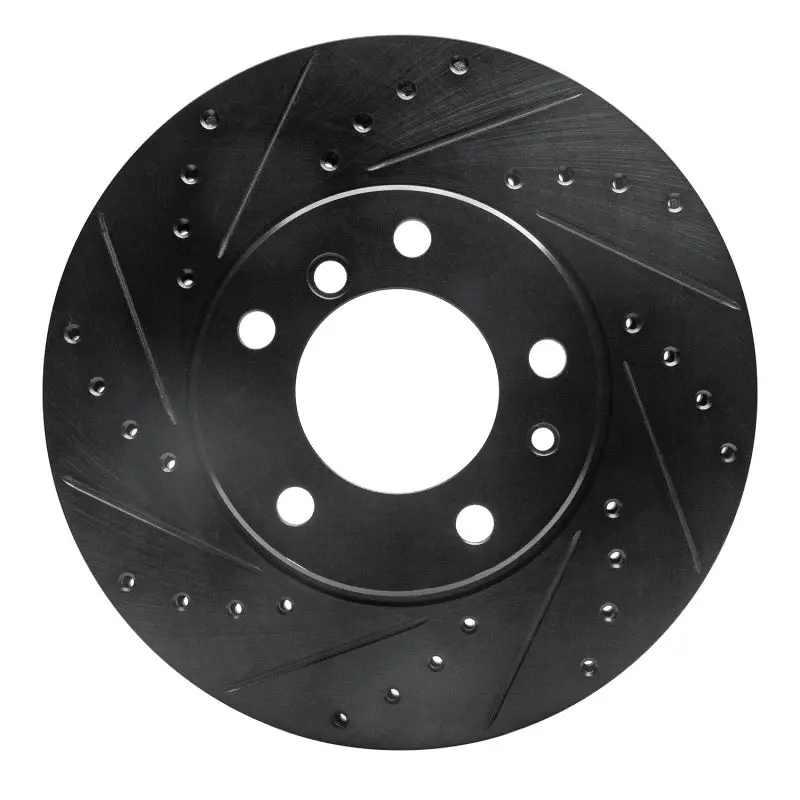 R1 89-95 Bmw 530I Front Left Drilled & Slotted Black Brake Rotor 1