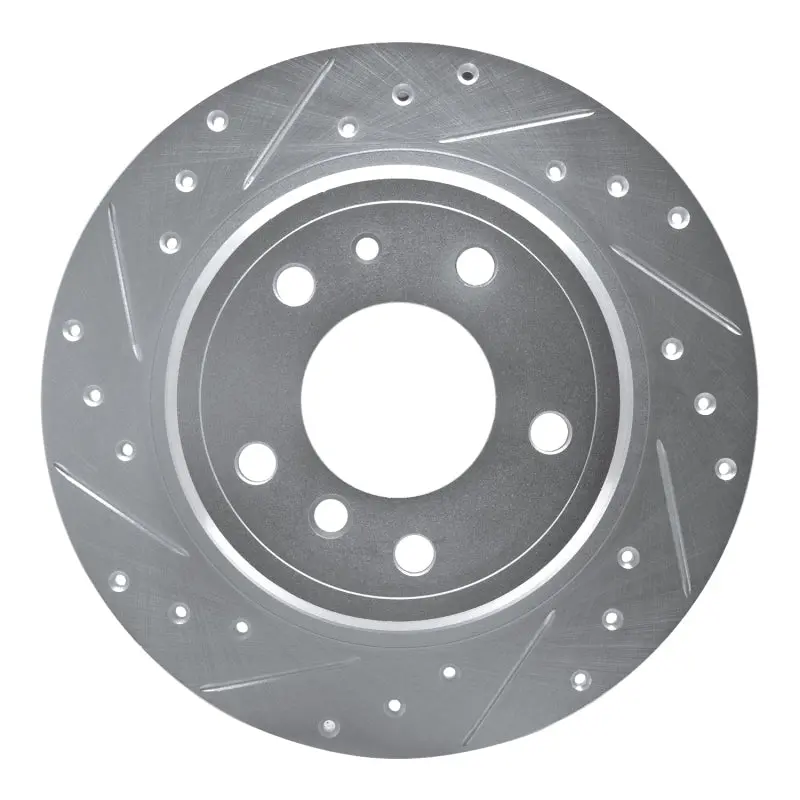 R1 89-95 Bmw 535I Rear Left Drilled & Slotted Silver Brake Rotor 1