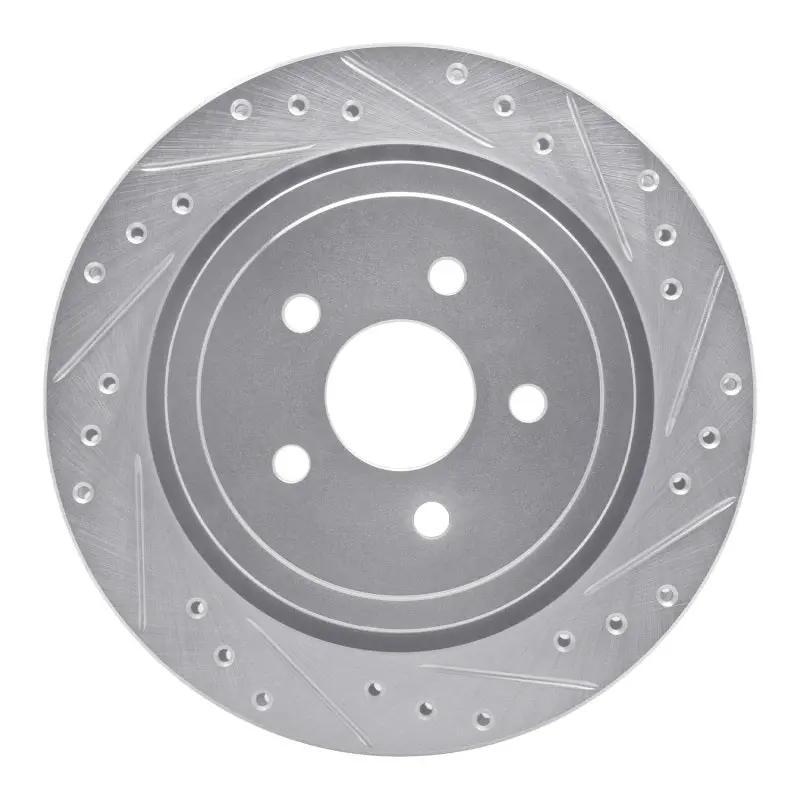R1 89-95 Chrysler Daytona Rear Right Drilled & Slotted Silver Brake Rotor 1