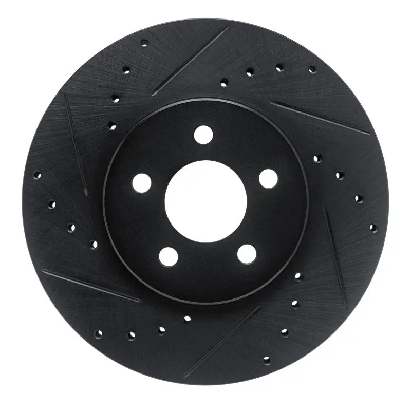 R1 89-95 Chrysler Lebaron Front Left Drilled & Slotted Black Brake Rotor 1