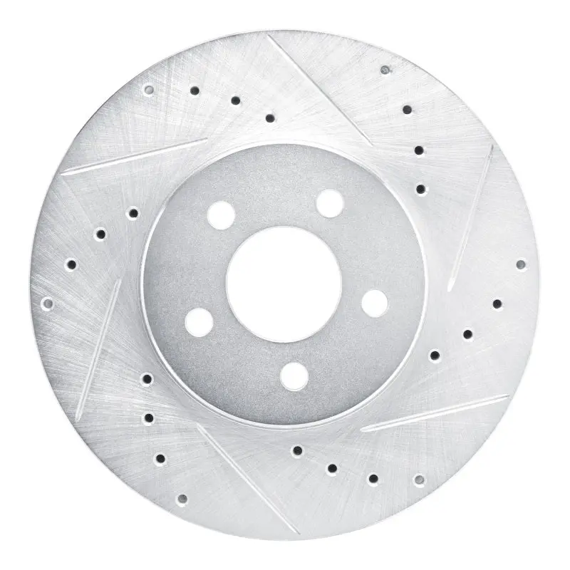 R1 89-95 Chrysler Lebaron Front Right Drilled & Slotted Silver Brake Rotor 1