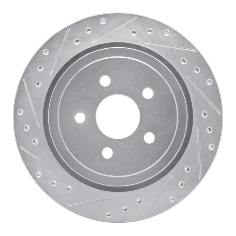 R1 89-95 Chrysler Lebaron Rear Left Drilled & Slotted Silver Brake Rotor 1