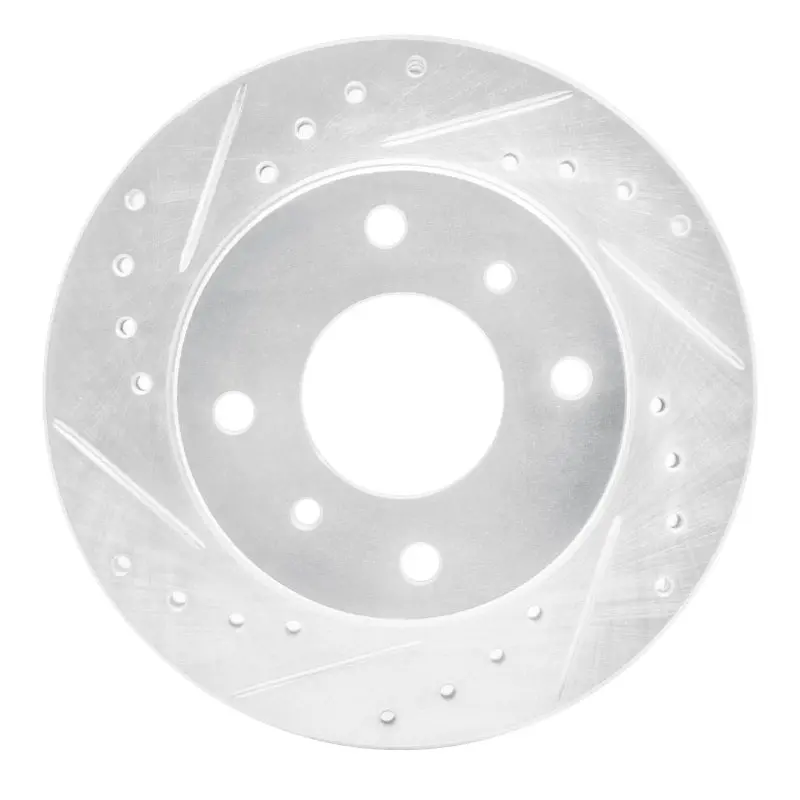 R1 89-96 Nissan 240Sx Front Left Drilled & Slotted Silver Brake Rotor 1