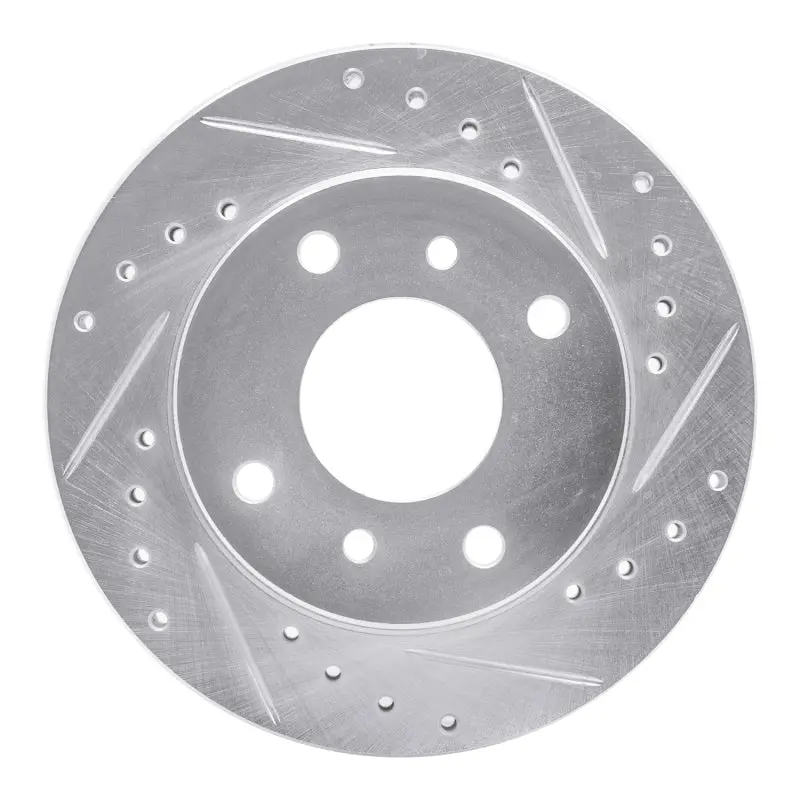 R1 89-96 Nissan 240Sx Front Right Drilled & Slotted Silver Brake Rotor 1