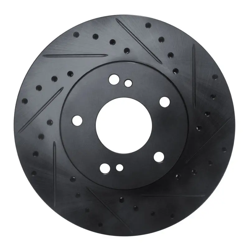 R1 89-96 Nissan 300Zx Front Right Drilled & Slotted Black Brake Rotor 1