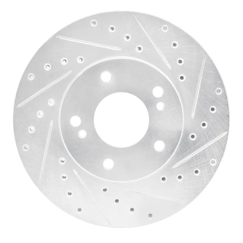 R1 89-96 Nissan 300Zx Front Right Drilled & Slotted Silver Brake Rotor 1