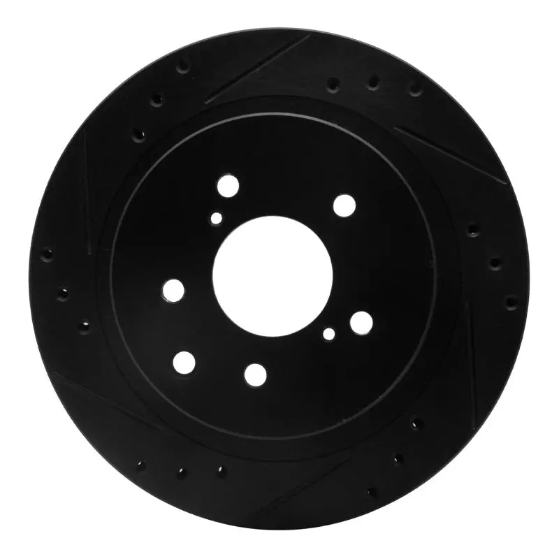 R1 89-96 Nissan 300Zx Rear Left Drilled & Slotted Black Brake Rotor 1
