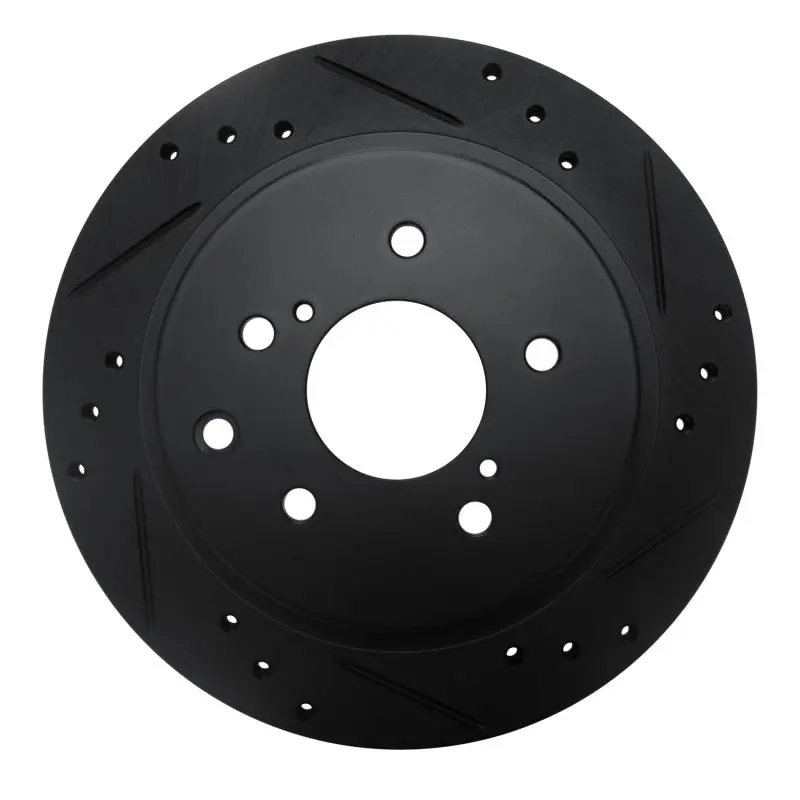 R1 89-96 Nissan 300Zx Rear Right Drilled & Slotted Black Brake Rotor 1