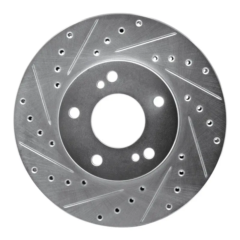 R1 89-96 Nissan 300Zx Turbo Front Left Drilled & Slotted Silver Brake Rotor 1